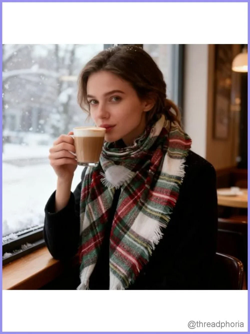 Oversized Plaid Tartan Scarf Shawl Wrap for Women Men, Soft Cashmere-Like
